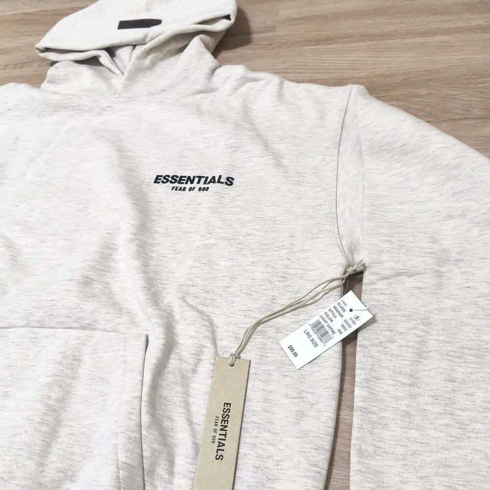 Fear of God ESSENTIALS Hoodie – Light Oatmeal | Size L | New with Tags - Picture 4 of 8